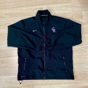 Nike Colorado Rockies Jacket Mens XL Black Full Zip Dri-Fit Embroidered Baseball